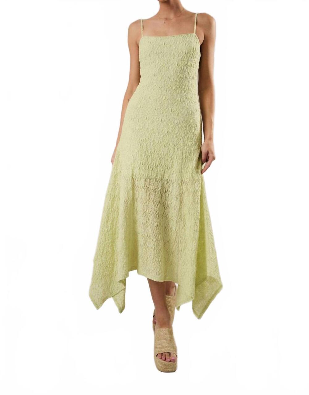 NEW SUNDAY EDITION handy handkerchief midi dress in pistachio